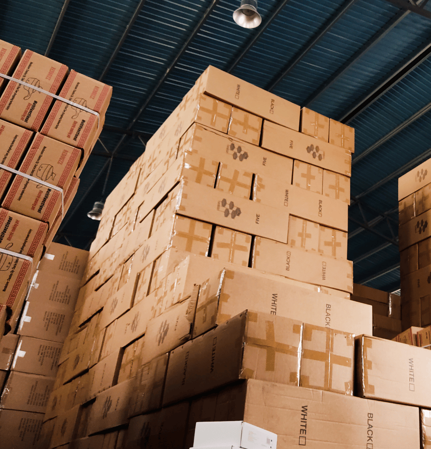 Boxes in a warehouse
