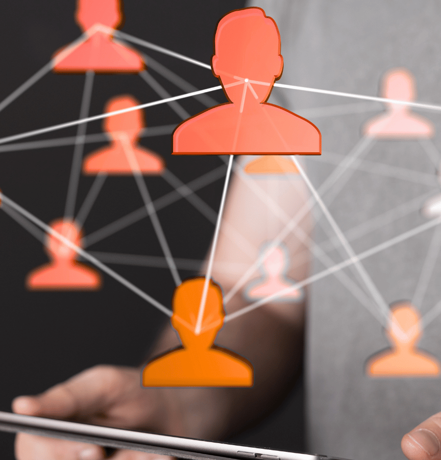 Profiles of people connected by lines