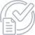 A checkmark and a document in a circle icon